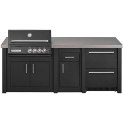 CUCINA DA ESTERNO GRANDPRO ALUKITCHEN CON BBQ CROSSRAY BLACK SERVIZI E FRIGORIFERO