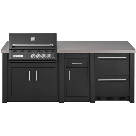 CUCINA DA ESTERNO GRANDPRO ALUKITCHEN CON BBQ CROSSRAY BLACK SERVIZI E FRIGORIFERO