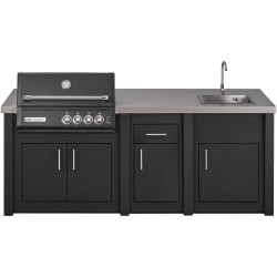 CUCINA DA ESTERNO GRANDPRO ALUKITCHEN CON BBQ CROSSRAY BLACK SERVIZIO E LAVELLO