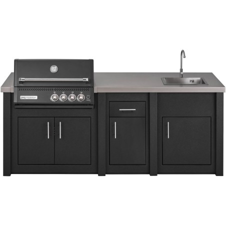 CUCINA DA ESTERNO GRANDPRO ALUKITCHEN CON BBQ CROSSRAY BLACK SERVIZIO E LAVELLO
