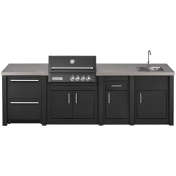 CUCINA DA ESTERNO GRANDPRO ALUKITCHEN CON FRIGO BBQ CROSSRAY BLACK SERVIZIO E LAVELLO
