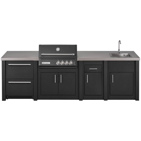 CUCINA DA ESTERNO GRANDPRO ALUKITCHEN CON FRIGO BBQ CROSSRAY BLACK SERVIZIO E LAVELLO