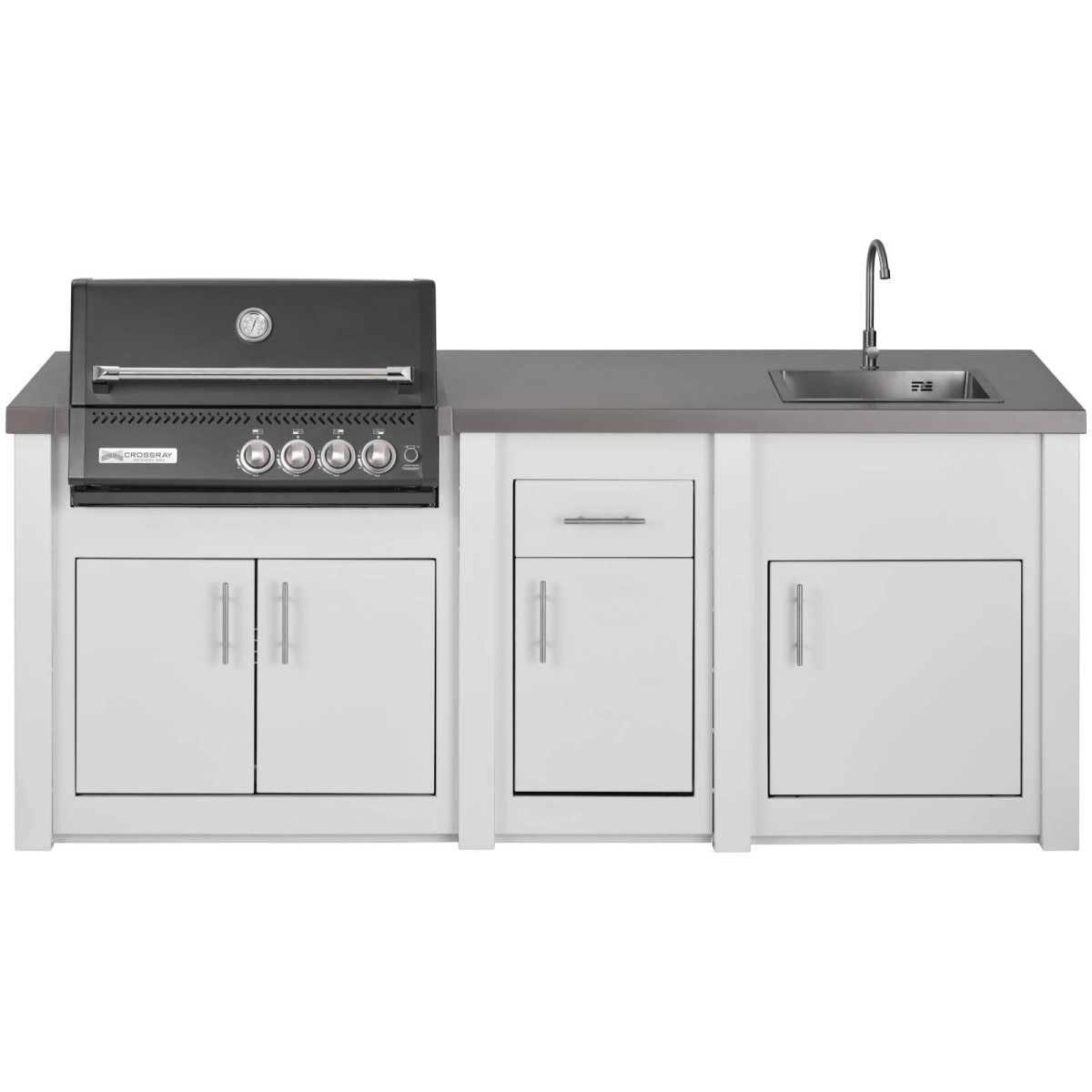 CUCINA DA ESTERNO GRANDPRO ALUKITCHEN BIANCA CON BBQ CROSSRAY BLACK E LAVELLO