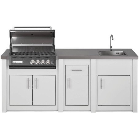 CUCINA DA ESTERNO GRANDPRO ALUKITCHEN BIANCA CON BBQ CROSSRAY BLACK E LAVELLO