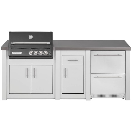 CUCINA DA ESTERNO GRANDPRO ALUKITCHEN BIANCA CON BBQ CROSSRAY BLACK E FRIGORIFERO