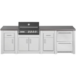 CUCINA DA ESTERNO GRANDPRO ALUKITCHEN BIANCA CON BBQ CROSSRAY BLACK SERVIZI E FRIGORIFERO