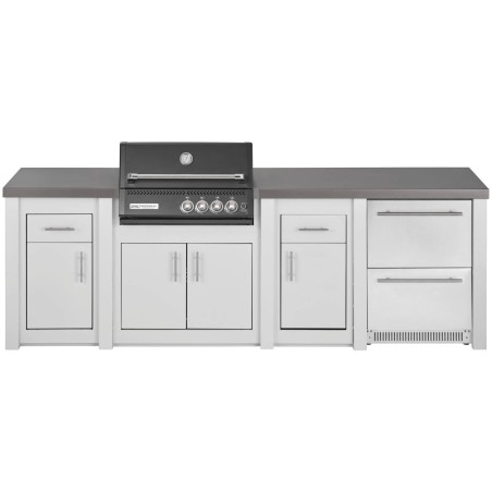 CUCINA DA ESTERNO GRANDPRO ALUKITCHEN BIANCA CON BBQ CROSSRAY BLACK SERVIZI E FRIGORIFERO