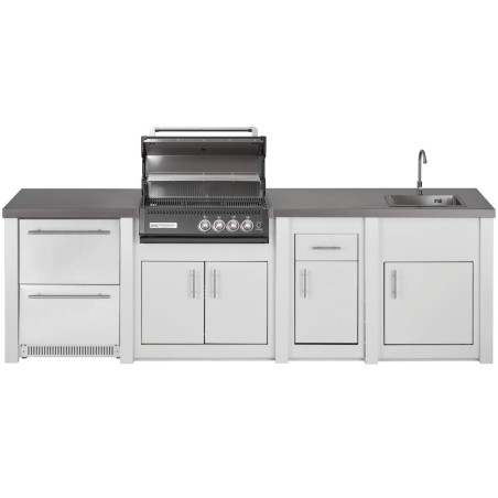 CUCINA DA ESTERNO GRANDPRO ALUKITCHEN BIANCA CON FRIGO BBQ CROSSRAY BLACK SERVIZIO E LAVELLO