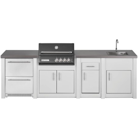 CUCINA DA ESTERNO GRANDPRO ALUKITCHEN BIANCA CON FRIGO BBQ CROSSRAY BLACK SERVIZIO E LAVELLO
