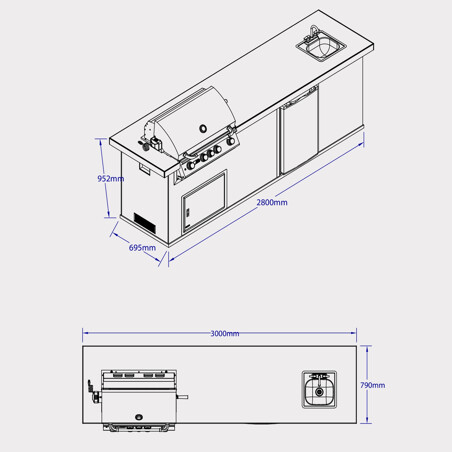 CUCINA DA ESTERNO BULL OUTDOOR KITCHEN ISLAND IN STUCCO - 3 METRI