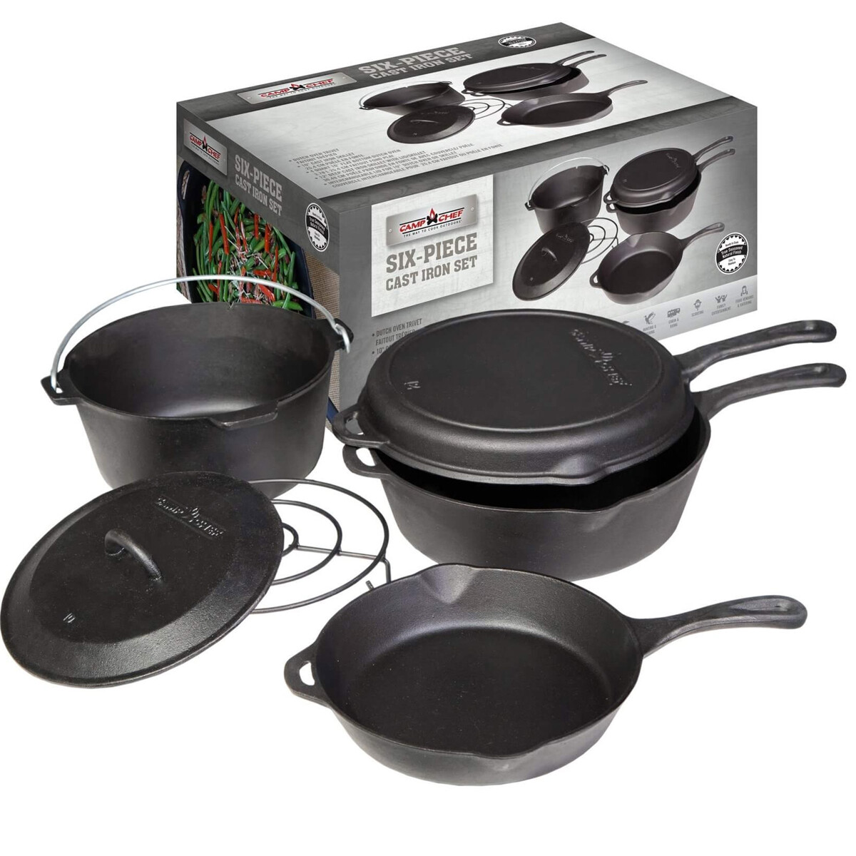 CAMP CHEF CAST IRON SET 6 PEZZI CAMP CHEF CAST IRON SET 6 PEZZI