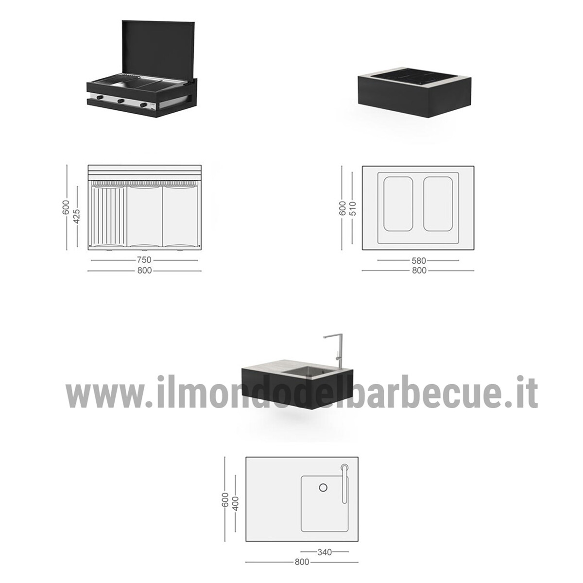 CUCINA DA ESTERNO TALENTI TIKAL A 3 MODULI - SET 1