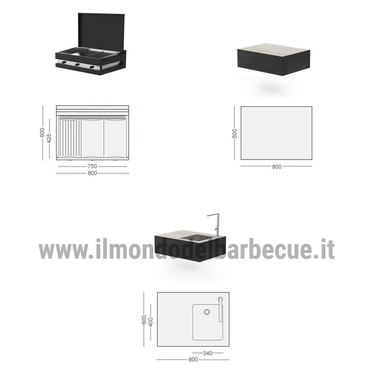 CUCINA DA ESTERNO TALENTI TIKAL A 3 MODULI - SET 2